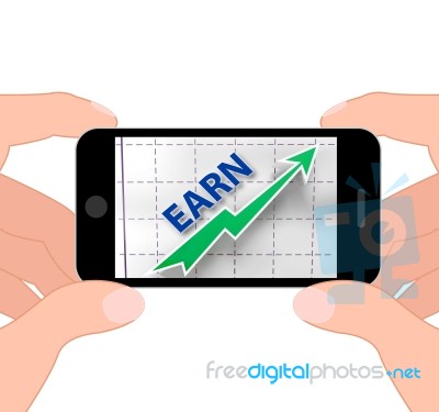 Earn Graph Displays Rising Income Gain And Profits Stock Image