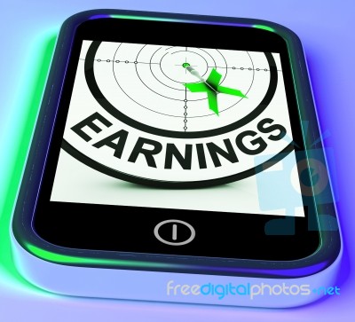 Earning On Smartphone Showing Profitable Incomes Stock Image