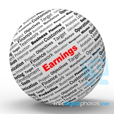 Earnings Sphere Definition Shows Lucrative Incomes Or Profits Stock Image