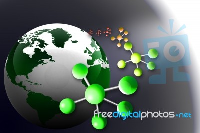 Earth And Molecules Stock Image Earth And Molecules Stock Image