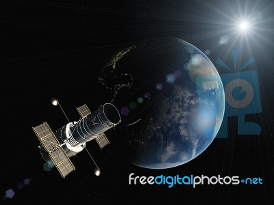 Earth And Satellite Stock Image