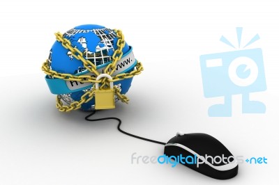 Earth Globe Close In Chain And Padlock Stock Image