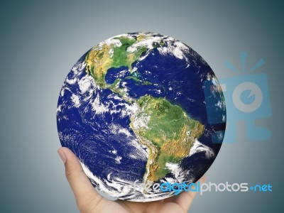 Earth Globe In Hand Stock Photo