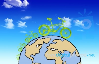 Earth With Green Bicycle Stock Image