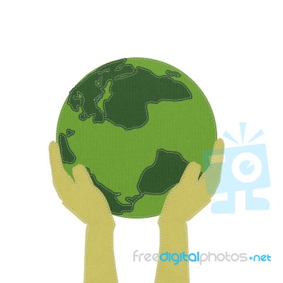 Earth With Stitch Style Stock Image