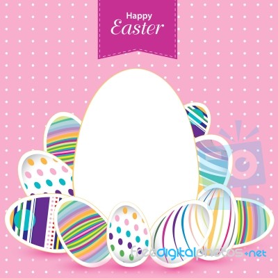 Easter Day  For Egg On  Design. Colorful Pattern For Eggs. Colorful Egg On Pink Background Stock Image