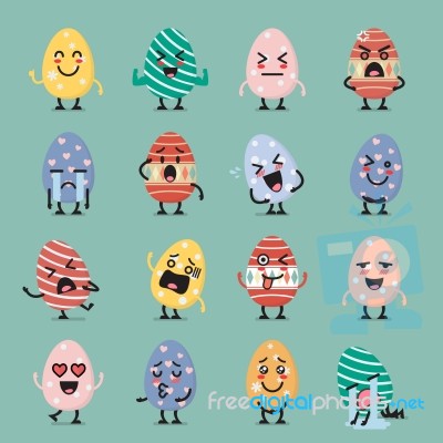 Easter Egg Character Emoji Set Stock Image
