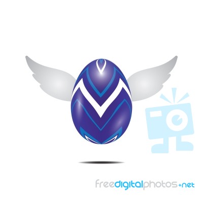 Easter Egg Fly Wing Realistic Color Design  Illustration Stock Image