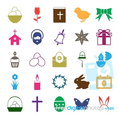 Easter Icons Set Stock Image