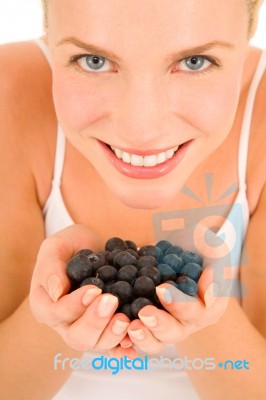 Eating Blueberries Stock Photo