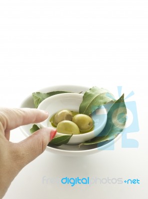 Eating Olives Stock Photo