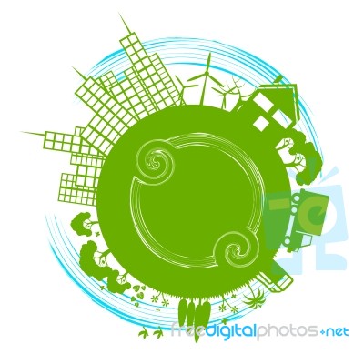 Eco City Represents Earth Day And Cityscape Stock Image