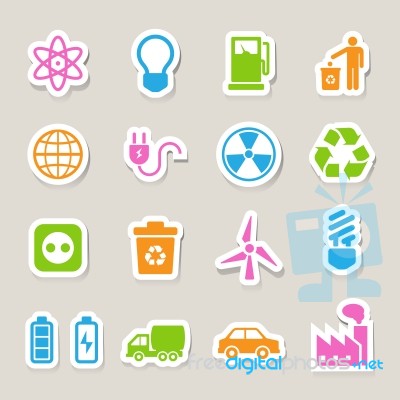Eco Energy Icons Set Stock Image