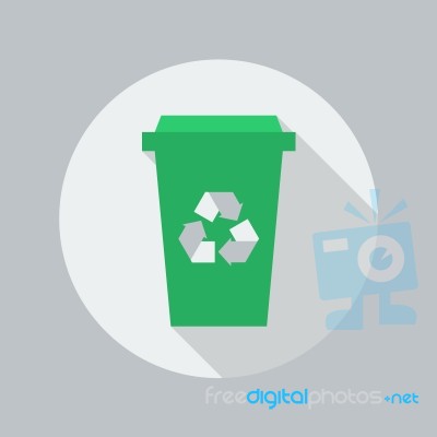 Eco Flat Icon. Recycle Bin Stock Image