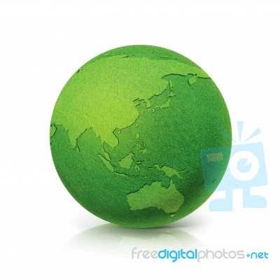 Eco Green Globe Asia & Australia Map On White Background Stock Photo