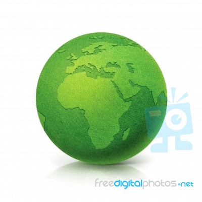 Eco Green Globe Europe And Africa Map On White Background Stock Photo