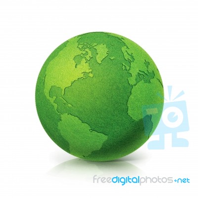 Eco Green Globe North And South America Map On White Background Stock Photo
