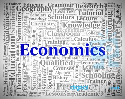 Economics Word Indicates Text Monetary And Economize Stock Image