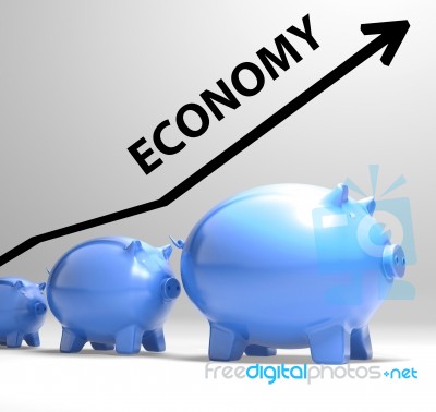 Economy Arrow Means Economic System And Finances Stock Image