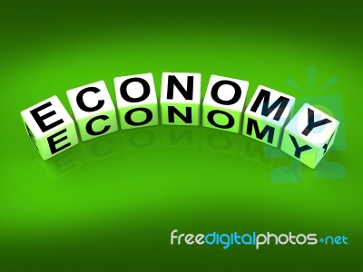 Economy Blocks Show Monetary And Economic Predictions Stock Image