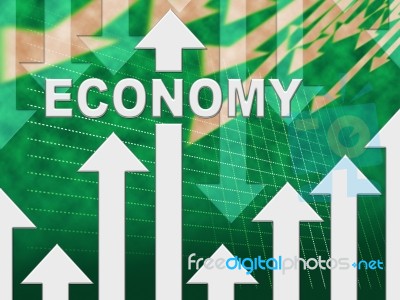 Economy Graph Indicates Micro Economics And Charts Stock Image