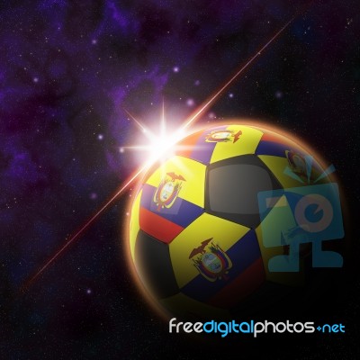 Ecuador Flag On 3d Football With Rising Sun Illustration Stock Image Ecuador Flag On 3d Football With Rising Sun Illustration Stock Image