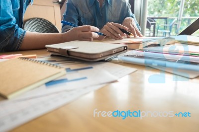 Education, People, Friendship, Technology And Learning Concept -… Stock Photo
