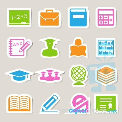 Education Sticker Icons Set Stock Image