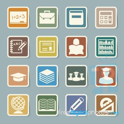 Education Sticker Icons Set Stock Image
