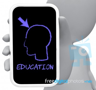 Eduction Online Indicates Mobile Phone And Cellphone 3d Renderin… Stock Image