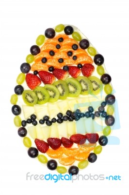 Egg Shaped Fruit Pie With Various Fruits Stock Photo