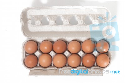 Eggs Inside Cardboard Package Stock Photo