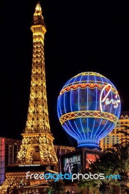 Eiffel Tower Replica At The Paris Hotel Las Vegas Stock Photo