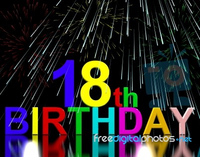 Eighteenth Birthday With Fireworks Stock Image