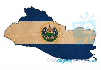 El Salvador Map On  Flag Drawing ,grunge And Retro Flag Series Stock Image