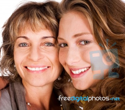 Elder Mum And Daughter Stock Photo