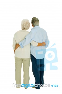 Elderly Couple From Behind Stock Photo