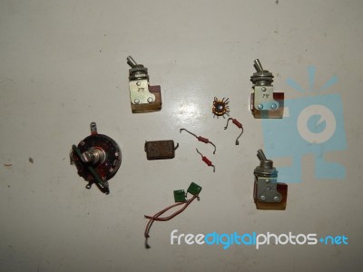 Electrical And Electronic Parts And The Components Stock Photo