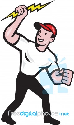 Electrician Construction Worker Cartoon Stock Image