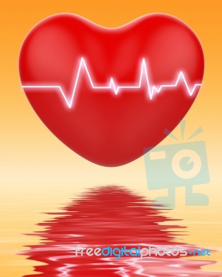 Electro On Heart Displays Cardiology Or Heart Health Stock Image