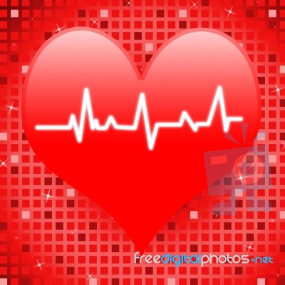 Electro On Heart Means Romantic Pressure Or Passionate Love Stock Image