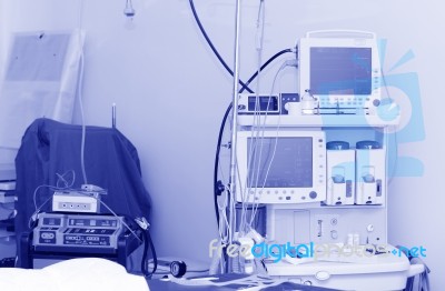 Electrocardiogram In Operation Room Stock Photo