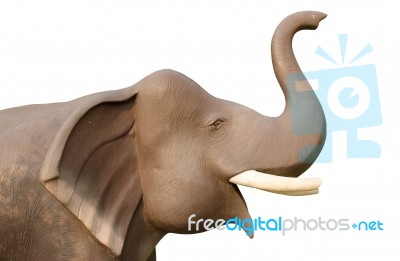 Elephant Statue On White Background Stock Photo