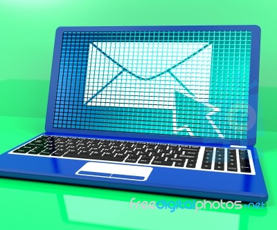 Email Icon On Laptop Showing Emailing Or Contacting Stock Image