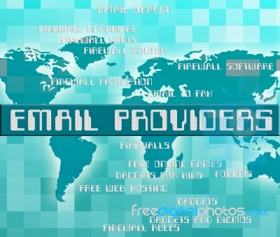Email Providers Shows Communicate Word And Text Stock Image