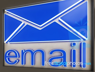 Email Sign Button Shows Online Correspondence Stock Image