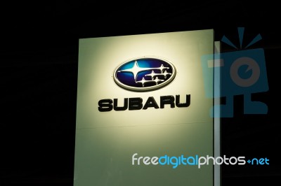 Emblem Of Subaru Dealer Stock Photo