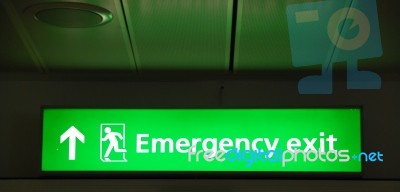 Emergency Exit Sign Stock Photo