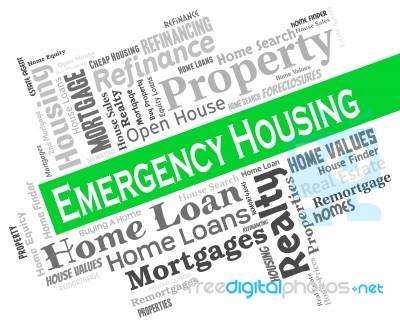 Emergency Housing Shows Urgency Houses And Critical Stock Image