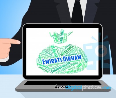 Emirati Dirham Means United Arab Emirates And Currency Stock Image